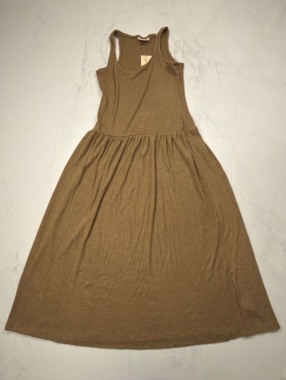 Universal Thread Tank Dress Beige Ribbed Maxi Relaxed Fit - Womens S NWT